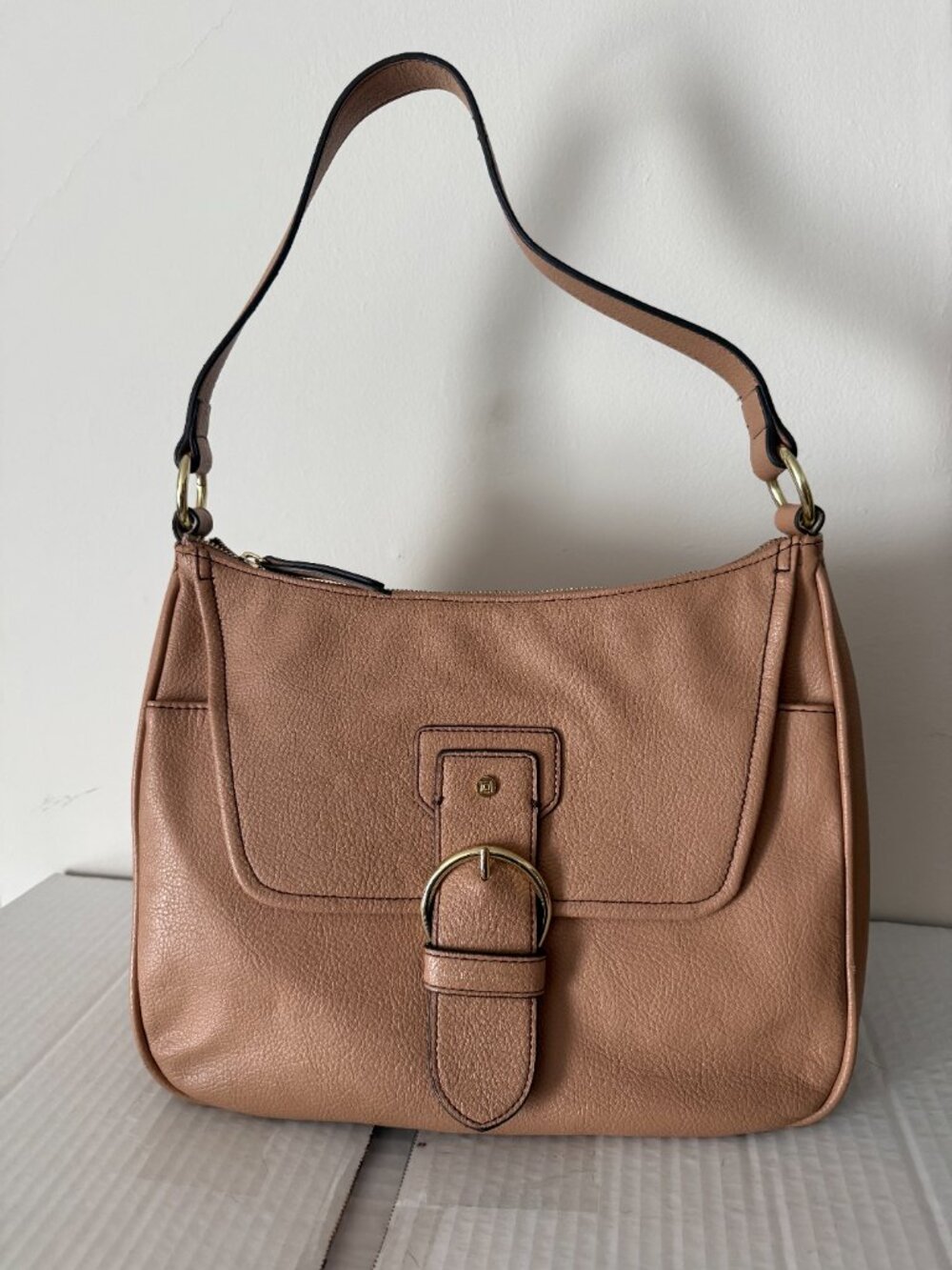 Liz Claiborne Tan Beige Faux Leather Handbag Tote